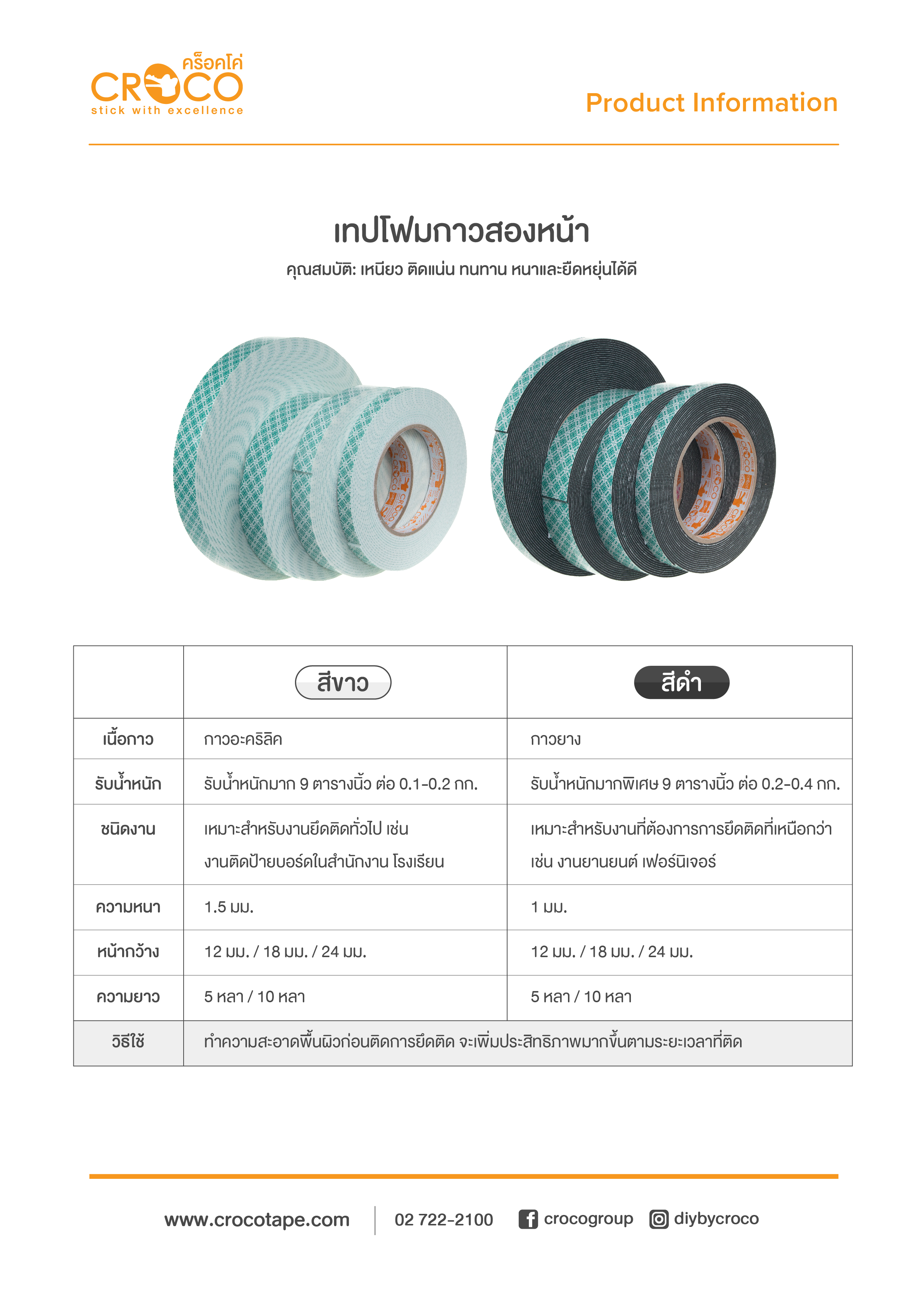 เทปโฟมกาวสองหน้า สีดำ 5 เมตร เทปโฟมกาวสองหน้า สีดำ 5 เมตร